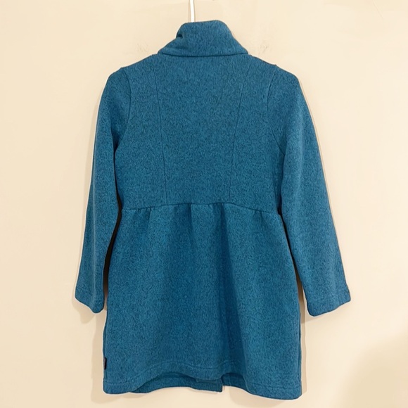 Patagonia Blue Teal Long Sleeve Collar Fleece Jacket Coat girls size XL 14 - Picture 2 of 8